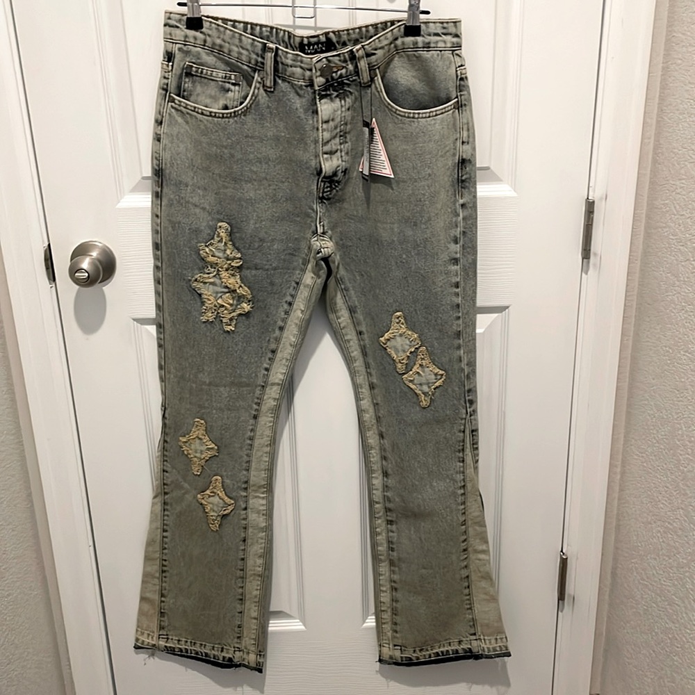 Men’s new boohoo button fly. Distressed new with tags